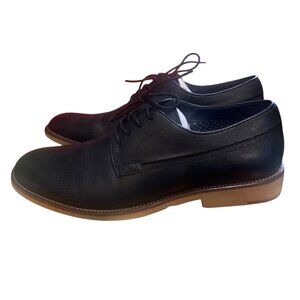 Steve Madden Mens Black Leather Oxfords With‎ Perforated Toe Detail Sz 9.5